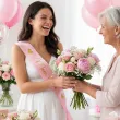 dodatek do stroju na baby shower szarfa mom to be rozowy jasny dla przyszlej mamy 160 cm