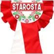 dodatek do stroju na dozynki gminne kotylion starosta bialo czerwony przypinka