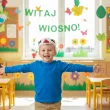 dodatek do stroju na dzien wiosny czapka bocian filcowa dla dzieci do przedszkola szkoly