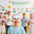 dodatek do stroju na dzien wiosny karnawal maska papierowa bocian do przedszkola szkoly