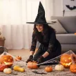 dodatek do stroju na halloween andrzejki karnawal kapelusz czarownicy wiedzmy czarny