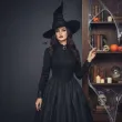 dodatek do stroju na halloween andrzejki karnawal kapelusz czarownicy wiedzmy czarny
