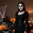 dodatek do stroju na halloween biala farbka do twarzy makijazu wampir duch kosciotrup