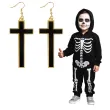 dodatek do stroju na halloween kolczyki krzyze czarno zlote zakonnica karnawal 6 x 3 5 cm