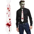 dodatek do stroju na halloween krawat ze sladami krwi bialy zakrwawiony 43 cm