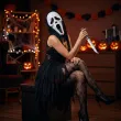 dodatek do stroju na halloween maska z kapturem morderca ghostface krzyk scream duch smierc