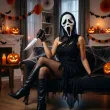 dodatek do stroju na halloween maska z kapturem morderca ghostface krzyk scream duch smierc