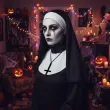 dodatek do stroju na halloween naszyjnik odwrocony krzyz czarny wampir ksiadz cosplay