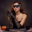 dodatek do stroju na halloween papierowa maska nietoperz czarna akcesoria do kostiumu