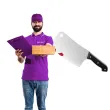 dodatek do stroju na halloween sztuczna bron tasak zakrwawiony cosplay morderca larp
