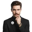 dodatek do stroju na movember przypinka wasy bialo czarna pin 5 6 cm
