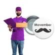 dodatek do stroju na movember przypinka wasy bialo czarna pin 5 6 cm
