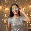 dodatek do stroju na sylwestra nowy rok okulary imprezowe happy new year zlote z krysztalkami