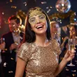 dodatek do stroju na sylwestra nowy rok okulary imprezowe happy new year zlote z krysztalkami