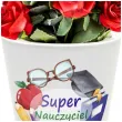 doniczka super nauczyciel bialy 10 cm