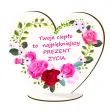 drewniana figurka serce z podstawka roze prezent na dzien matki 15x13 cm