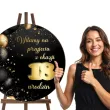 drewniana tablica powitalna 18 urodziny zloto czarny dekoracja sali powitanie gosci