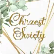 drewniana tablica powitalna chrzest swiety listki eukaliptusa dekoracja sali 39 5 cm