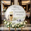 drewniana tablica powitalna komunia swieta kielich z biblia dekoracja sali powitanie gosci 39