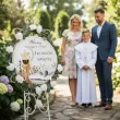 drewniana tablica powitalna komunia swieta kielich z biblia dekoracja sali powitanie gosci 39