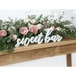 drewniany napis sweet bar bialy partydeco