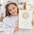 duza zlocona personalizowana kartka pamiatka na komunie swieta z imieniem prezent ihs