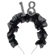 elegancka opaska na glowe na 18 urodziny dodatek do stroju czarne falbanki perly