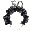 elegancka opaska na glowe na 50 urodziny dodatek do stroju czarne falbanki perly