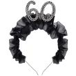 elegancka opaska na glowe na 60 urodziny dodatek do stroju czarne falbanki perly