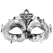 elegancka srebrna maska wenecka z cekinami dodatek do stroju na karnawal 17 x 9 cm
