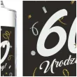 etykieta na butelke 60 urodziny glamour birthday czarny 85x120 mm 5 szt