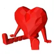 figurka czerwone geometryczne siedzace serce z nogami dekoracja na walentynki wesele