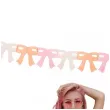 girlanda papierowa w kolorowe rozowo biale kokardki
