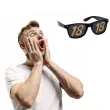 imprezowe okulary na osiemnastke czarne ze zlota liczba 18