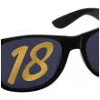 imprezowe okulary na osiemnastke czarne ze zlota liczba 18