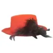 kapelusz cylinder damski retro z piorami czerwony partytino