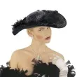 kapelusz dama retro czarny widmann