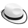 kapelusz gangster bialy z czarna lamowka rozmiar s
