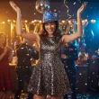kapelusz happy new year sylwester niebiesko srebrny godan