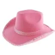 kapelusz rozowy kowboj brzeg z cekinami filc