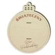 karnet swiateczny bon podarunkowy bombka drewniana 80x95 mm