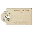 karnet swiateczny bon podarunkowy z bombka drewniana 125x65 mm