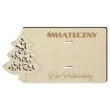 karnet swiateczny bon podarunkowy z choinka drewniana 125x65 mm