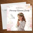 kartka okolicznosciowa dziewczynka w albie prezent pamiatka na komunie swieta 15x15 cm