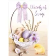 kartka okolicznosciowa laurka wielkanocna koszyk i pisanki swiecka maki 11 7 x 16 7 cm