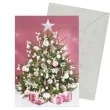 kartka okolicznosciowa z oplatkiem wesolych swiat choinka rozowa maki b6