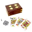 karty do gry drewniane pudelko i talia kart kemis