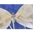 kokardka satynowa z krzyzem biala 1 szt