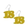 kolczyki 18 urodziny zloty brokat 38x25 mm