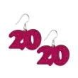 kolczyki 20 urodziny rozowy brokat 38x25 mm